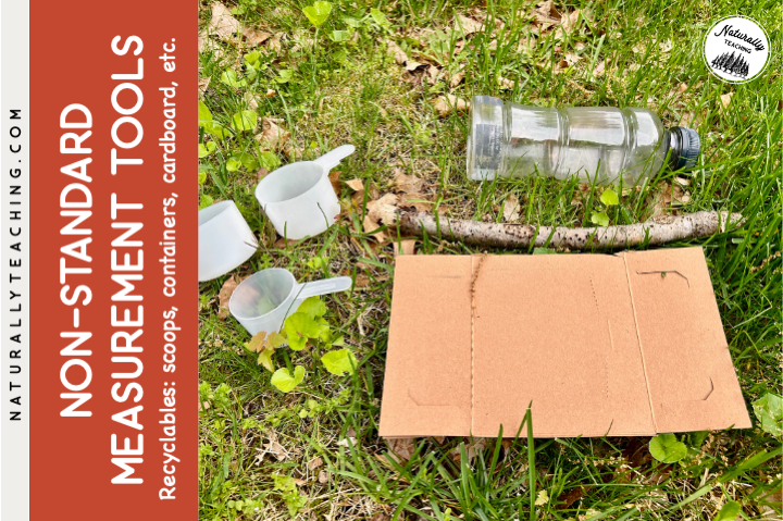 Any type of recyclable can be used as non-standard measurement tools.